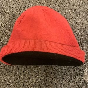 Pink beanie with black inside